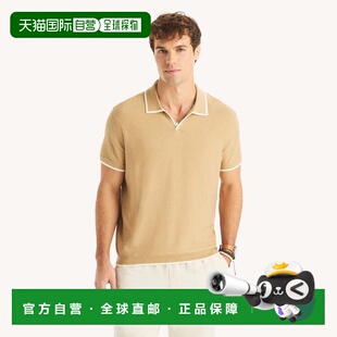 自营Nautica Mens Tipped Textured Sweater Polo - sandy bar 美