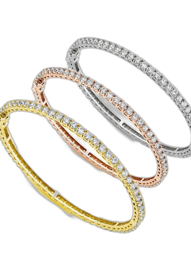 自营 diana m.18kt 三色白色、黄色和玫瑰金手镯套装 - 三色 美国