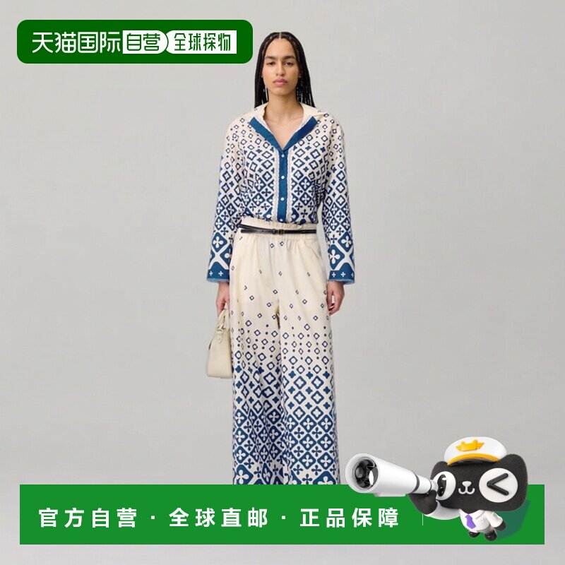 自营欧洲直邮Claudie Pierlot 女士棉质印花直筒裤休闲裤阔腿裤
