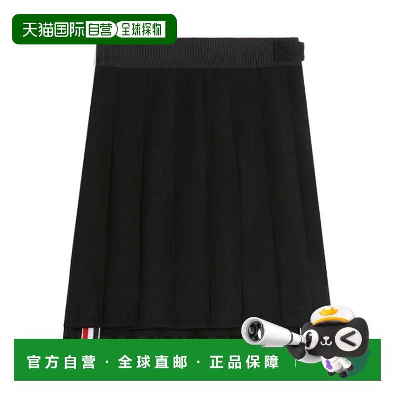 香港直邮Thom Browne 黑色羊毛半身裙 KGC005A07893