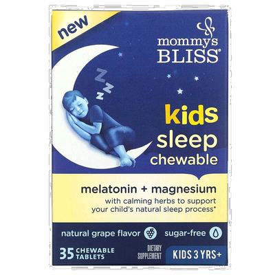 香港直发Mommy'S Bliss咀嚼片儿童3岁+睡前用营养补充35片睡眠