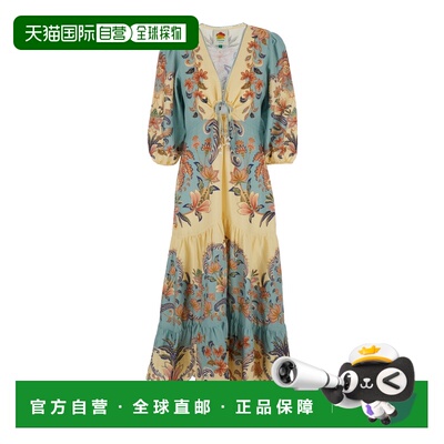 香港直邮FARM RIO 女士 多色V领全幅印花布织连衣裙 35131026016