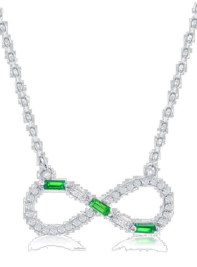 自营 simona纯银圆形和长方形 CZ 无限项链 - 仿宝石 - 绿色 美国
