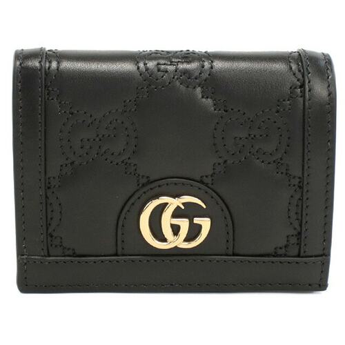 日本直邮Gucci GG MATELASSE 723786 女士黑色双折钱包带零钱袋