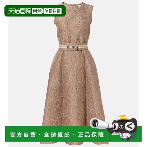 香港直邮'S Max Mara 女士 束带提花中长连衣裙 brown棕色 舒适时