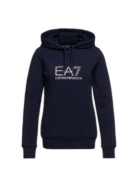 香港直邮Armani阿玛尼女士连帽卫衣黑色棉质长袖印花6GTM03J27Z