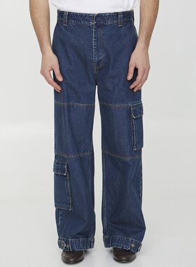 GUCCI 男士休闲裤 774082XDCS94447 AW2024 蓝色 Wide Leg Jeans