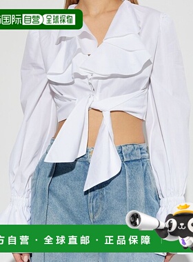 香港直邮BALMAIN 女士衬衫 EF1HU296CB020FA SS2025 白色 短款衬