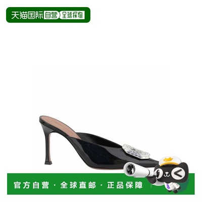 自营Amina Muaddi Leather Women's Mules - black 美国奥莱直发