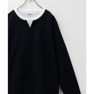 T恤 鹿仔纹假层叠长袖 01221004110 男女同款 NAVY