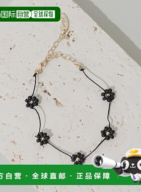 1h可退 日本直邮SMELLY 女士 黑色花朵图案 细款手链 可叠戴设计