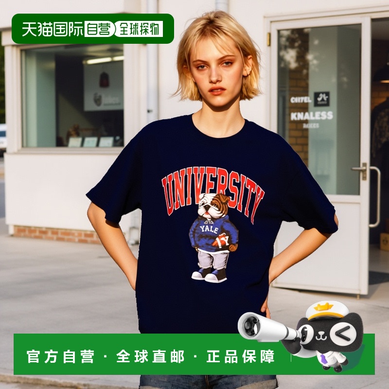 韩国直邮YALE UNIVERSITY HANDSOME DAN TEE NAVYT恤YA2SS0041NA