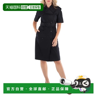 自营Burberry黑色棉混纺腰带风衣，品牌尺码8（美国尺码6）-黑色