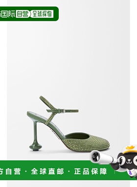 自营1h可退 欧洲直邮Loewe罗意威 Toy女士军绿色丝绒皮革卵石纹字