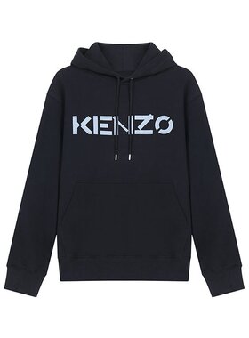 KENZO 高田贤三 男士黑色字母LOGO图案棉质帽衫卫衣|FB65SW3004ML
