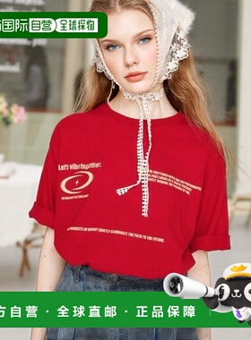 1h可退 日本直邮SLY女装宽松版型可爱Logo短袖T恤 030ISR903301