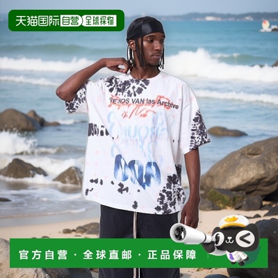1h可退 日本直邮DANKE SCHON 男女同款宽松扎染短袖T恤复古图形印