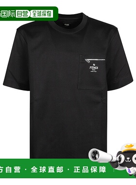 1h可退 香港直邮FENDI 男士T恤 FY0936ARYRF0QA1 CO 黑色短袖男装