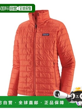 自营欧洲直邮PATAGONIA NANO PUFF男士橙红色再生聚酯拉链羽绒服