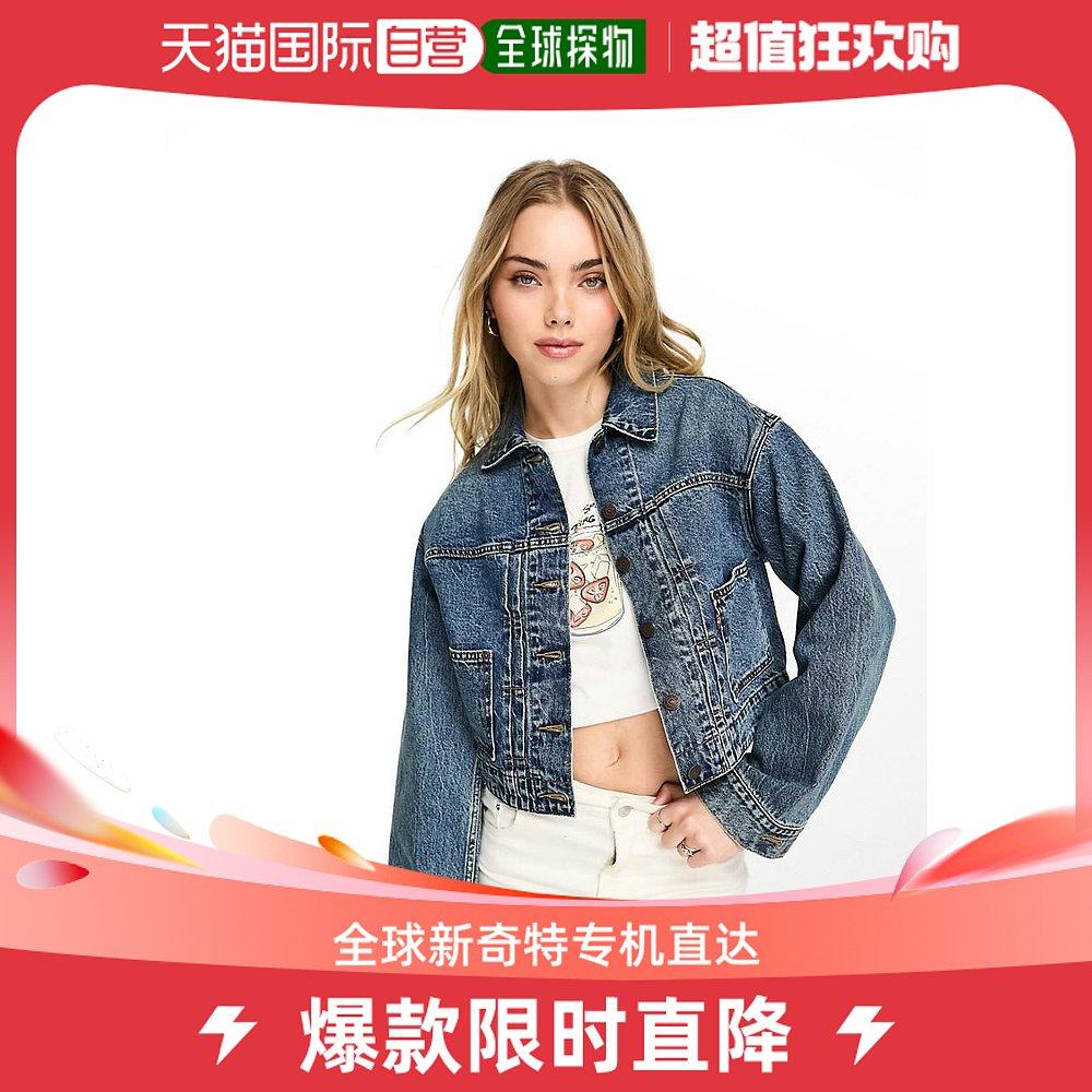 香港直邮潮奢 levis 女士levis 90s 精细剪裁中长水洗蓝色机车