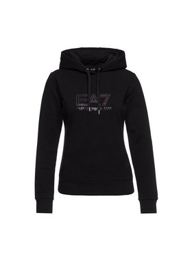 香港直邮Armani阿玛尼女士连帽卫衣黑色棉质长袖印花6GTM03J27Z