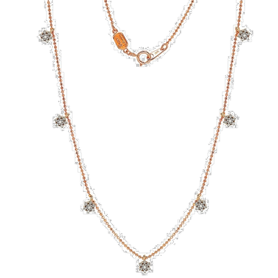 自营 Suzy Levian 14K 玫瑰金 .30cttw 钻石花站项链 - 粉红色 美