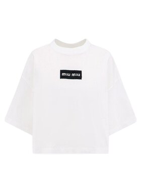 Miu Miu 圆领徽标T恤 MJN385S23214AT