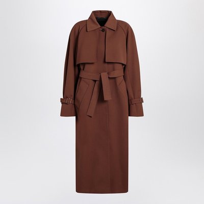 潮奢 MaxMara 麦斯玛拉 女士 棕色防雨华达呢风衣 COSIMOPL003