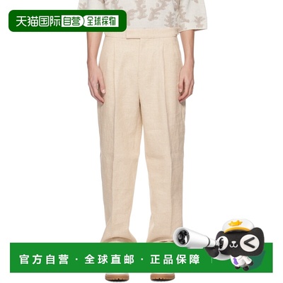 1h可退 香港直邮zegna 杰尼亚 男士 驼色 One Pleated 长裤 98702