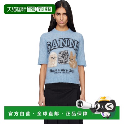 1h可退 香港直邮潮奢 GANNI 甘尼 女士 蓝色 Fine Brushed Alpaca