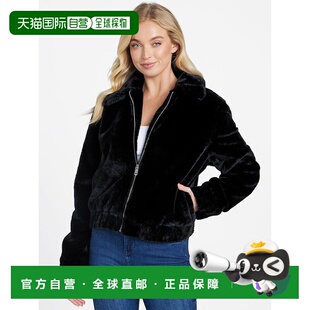 black 自营guessMarlin Jacket Fur 美国奥莱直发外套 Faux