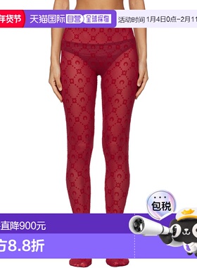 香港直邮Marine Serre 女士 红色 Moonogram Mesh Flock 连裤袜 W