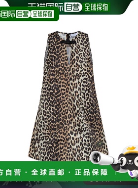 1h可退 香港直邮GANNI 甘尼 女士 v领连衣裙 W0474 yellow黄色 舒