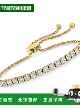 自营 Ross-Simons 18kt 金镶钻 Bolo 手链 - 白色 美国奥莱直发