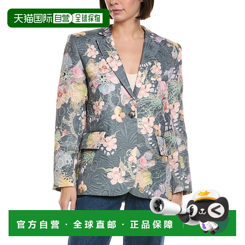 自营Cynthia Rowley Printed Brocade Oversized Blazer - grey