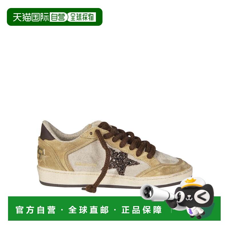 自营golden goose棕色麂皮闪光星星运动鞋-中性色 美国奥莱直发