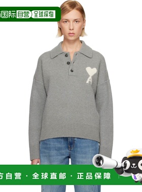 1h可退 香港直邮潮奢 Ami Paris 女士 灰色 Alpaca Long Sleeves