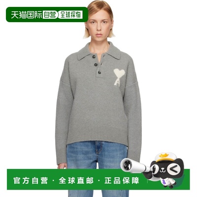 1h可退 香港直邮潮奢 Ami Paris 女士 灰色 Alpaca Long Sleeves
