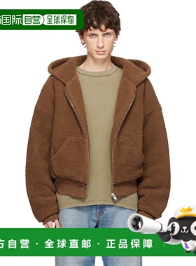 1h可退 香港直邮潮奢 Erl 男士 棕色 Terry Fleece Zipped 连帽衫