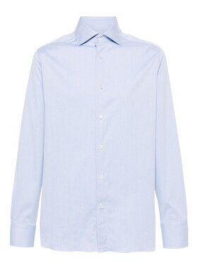 ZEGNA 男士衬衫 801342A89MS0BA AW2024 蓝色 长袖衬衫