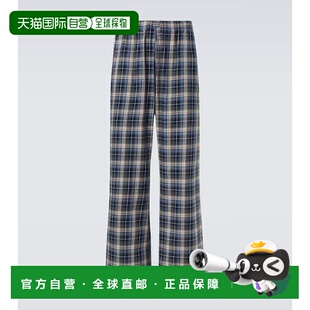 1h可退 香港直邮潮奢 Erl 男士 格子棉质阔腿裤 blue蓝色 舒适时