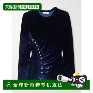 25AJTO708VI03 1h可退 香港直邮Rabanne 女士 褶皱精饰天鹅绒上衣