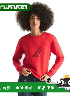 自营 Nautica 女式亮片 J-Class 运动衫 - 亮红色 美国奥莱直发