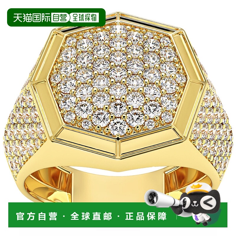 自营 pompeii32 1/2 克拉钻石男士六角形密镶嘻哈戒指（14k 金）