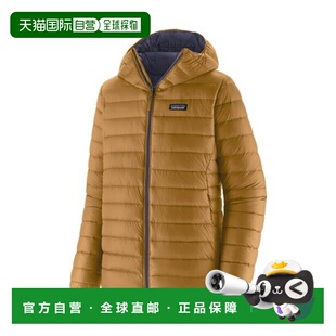 自营欧洲直邮PATAGONIA DOWN SWEATER男士驼色再生尼龙连帽羽绒服