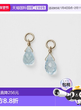 日本直邮日潮 agete 阿卡朵K10黄玉耳环吊坠蓝色 均码