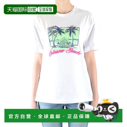 香港直邮FENDI 女士T恤 FS7011A3BPF0ZNM-1 SS2018 白色 Fendi Ts