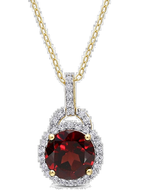 自营 mimi & max3 1/2 克拉 TGW 石榴石和白色托帕石吊坠带链条镀