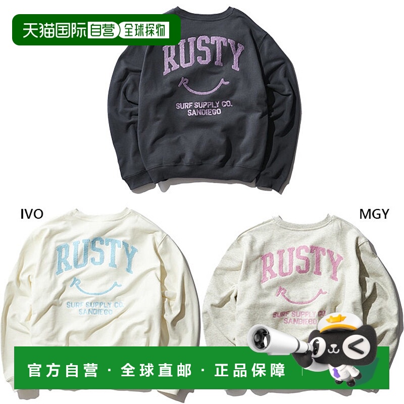 日本直邮Rusty 女士笑脸刺绣圆领卫衣休闲上衣长袖RUSTY 955003