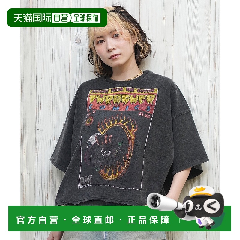 1h可退 日本直邮THRASHER 女士漫画印花短款T恤 252TH2ST026